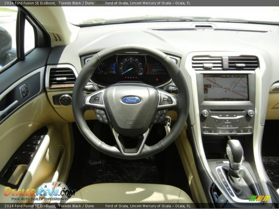 2014 Ford Fusion SE EcoBoost Tuxedo Black / Dune Photo #9