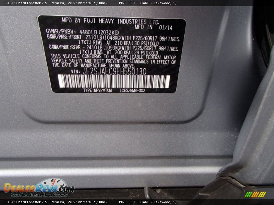 2014 Subaru Forester 2.5i Premium Ice Silver Metallic / Black Photo #32
