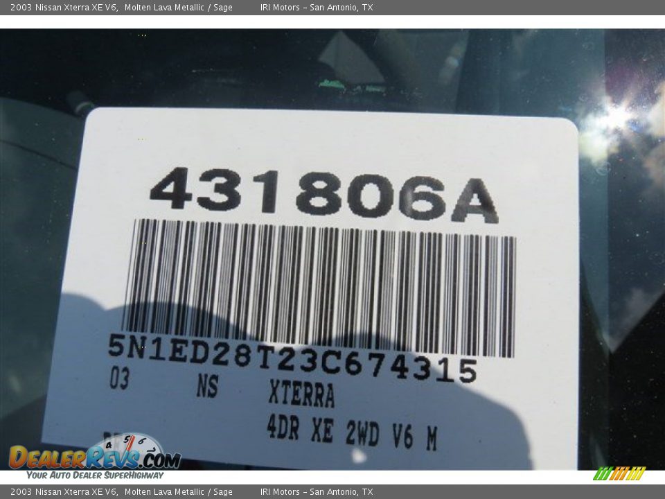 2003 Nissan Xterra XE V6 Molten Lava Metallic / Sage Photo #19