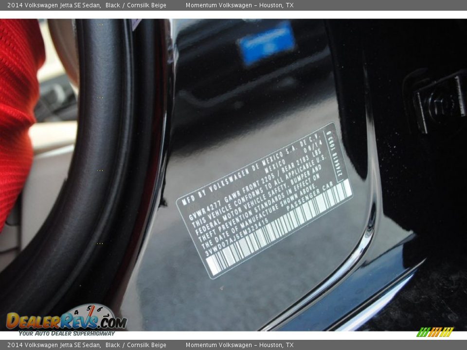 2014 Volkswagen Jetta SE Sedan Black / Cornsilk Beige Photo #24