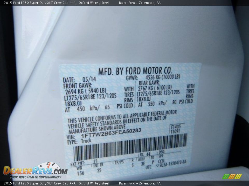 2015 Ford F250 Super Duty XLT Crew Cab 4x4 Oxford White / Steel Photo #20