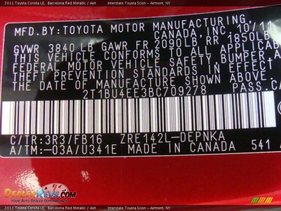 2011 Toyota Corolla LE Barcelona Red Metallic / Ash Photo #25