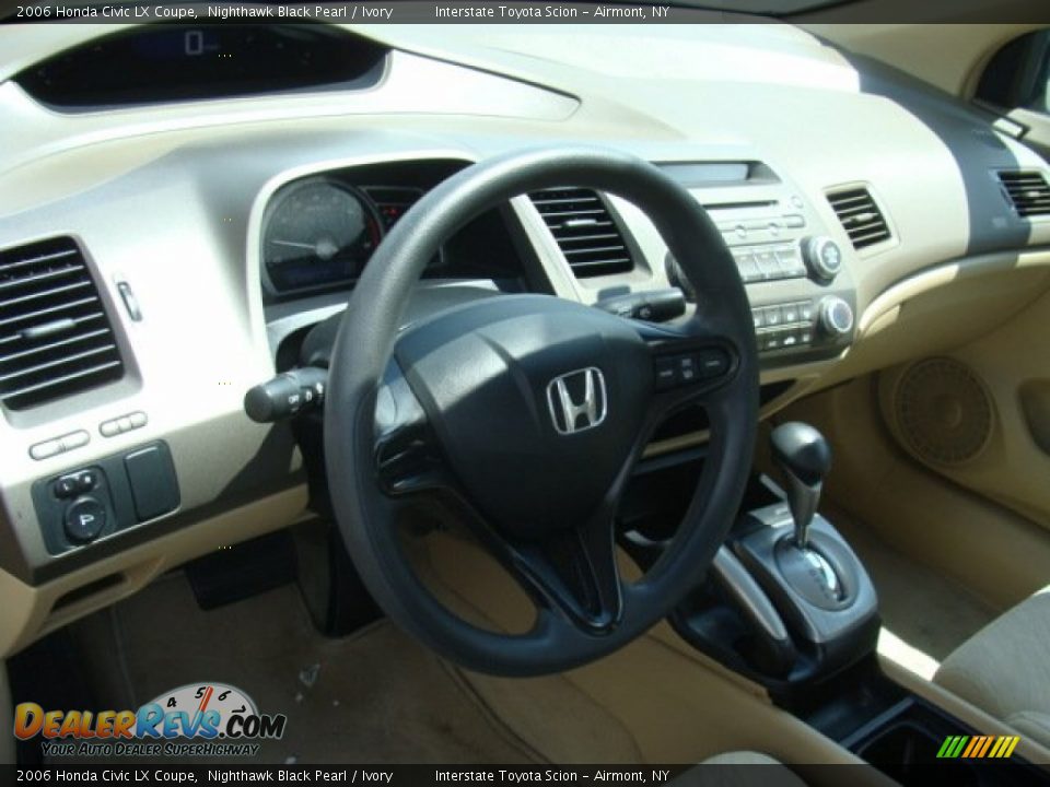 2006 Honda Civic LX Coupe Nighthawk Black Pearl / Ivory Photo #9