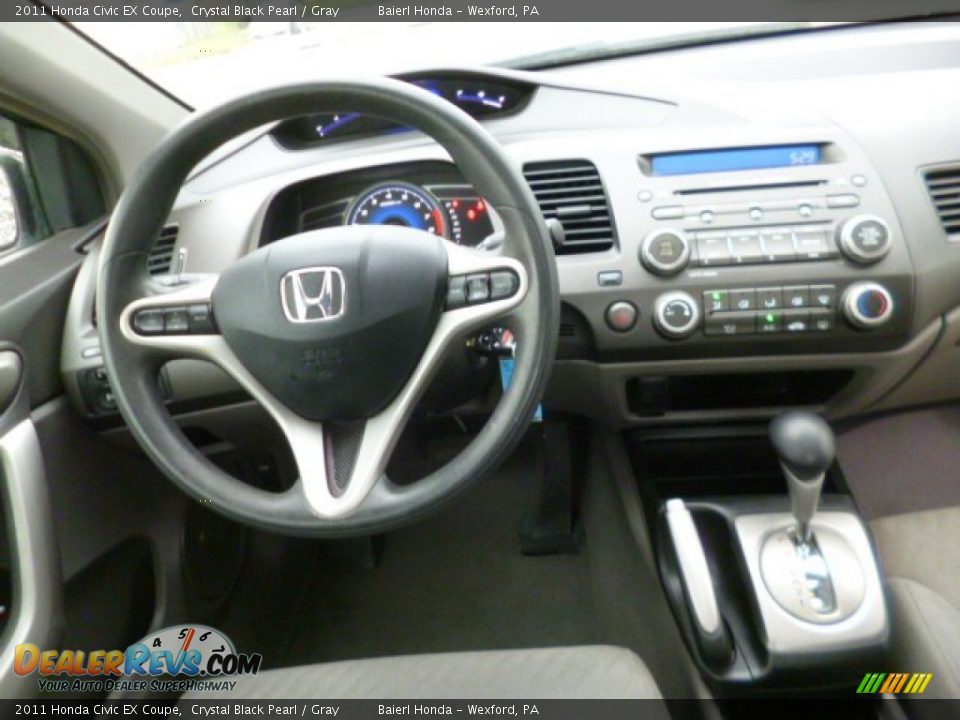 2011 Honda Civic EX Coupe Crystal Black Pearl / Gray Photo #14