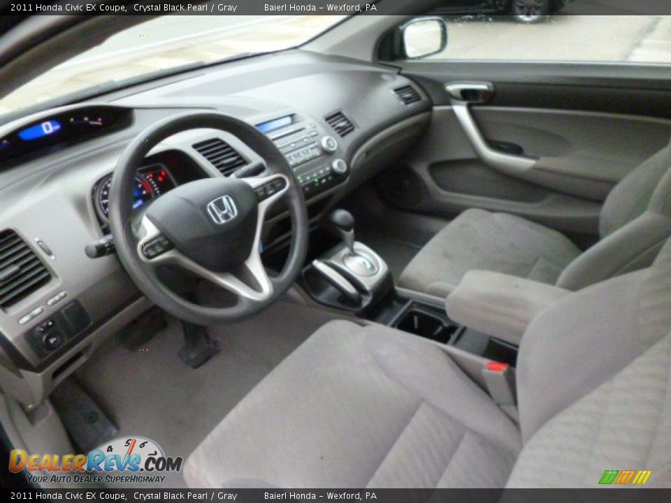 2011 Honda Civic EX Coupe Crystal Black Pearl / Gray Photo #16