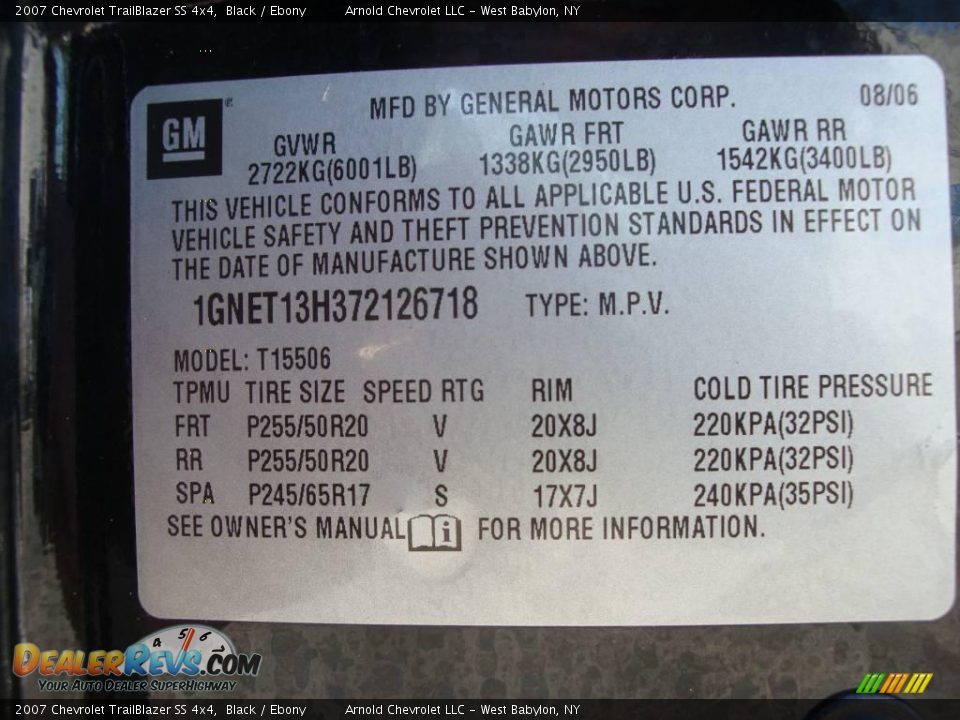 2007 Chevrolet TrailBlazer SS 4x4 Black / Ebony Photo #16