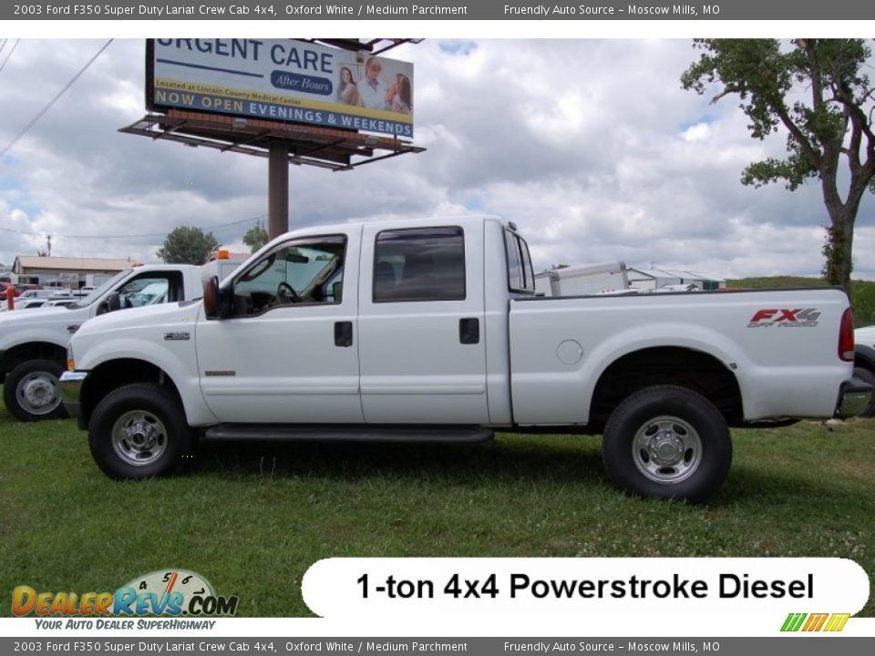 2003 Ford F350 Super Duty Lariat Crew Cab 4x4 Oxford White / Medium Parchment Photo #1