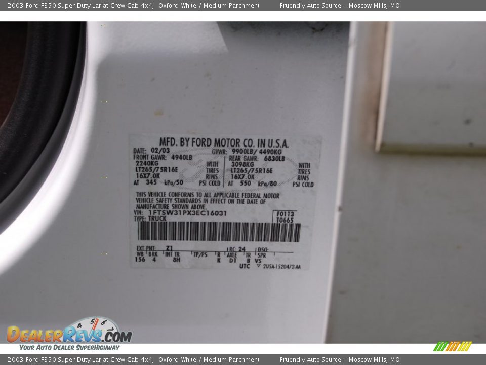 2003 Ford F350 Super Duty Lariat Crew Cab 4x4 Oxford White / Medium Parchment Photo #17