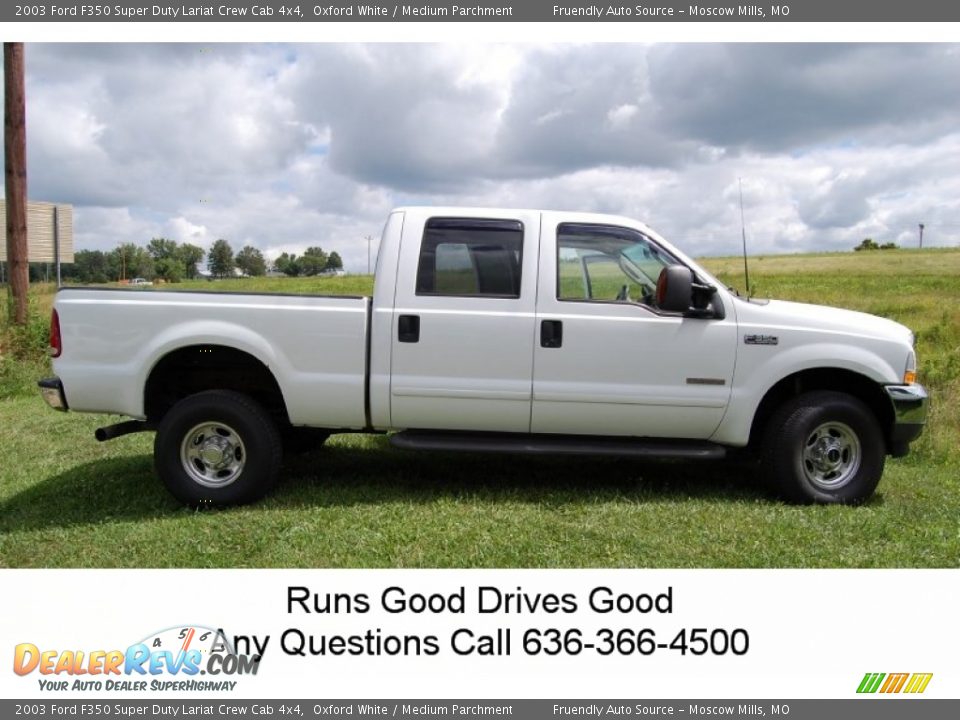 2003 Ford F350 Super Duty Lariat Crew Cab 4x4 Oxford White / Medium Parchment Photo #29