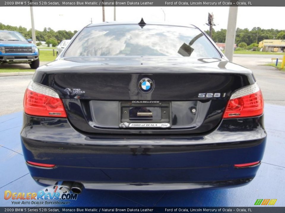 2009 BMW 5 Series 528i Sedan Monaco Blue Metallic / Natural Brown Dakota Leather Photo #4