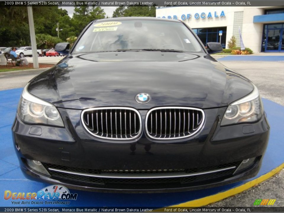 2009 BMW 5 Series 528i Sedan Monaco Blue Metallic / Natural Brown Dakota Leather Photo #8