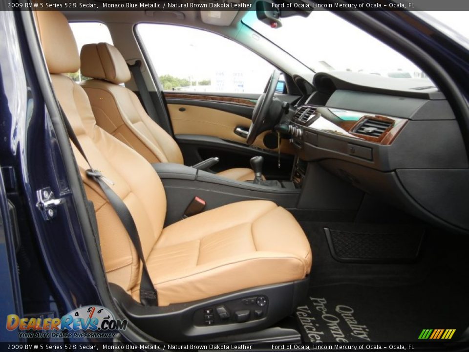 2009 BMW 5 Series 528i Sedan Monaco Blue Metallic / Natural Brown Dakota Leather Photo #17