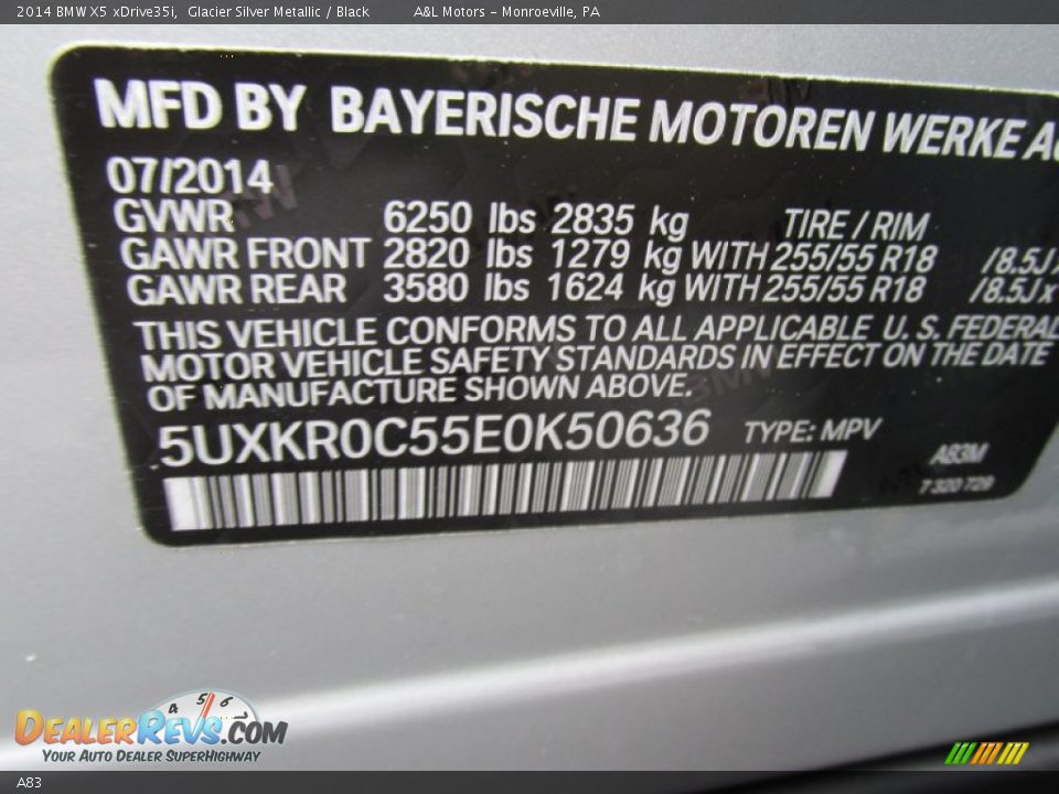 BMW Color Code A83 Glacier Silver Metallic