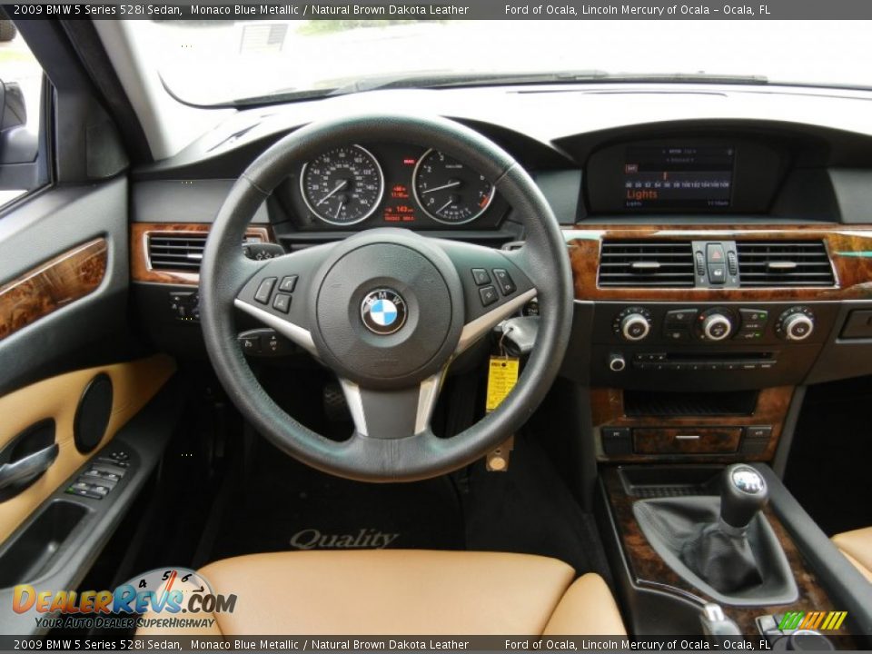 2009 BMW 5 Series 528i Sedan Monaco Blue Metallic / Natural Brown Dakota Leather Photo #21
