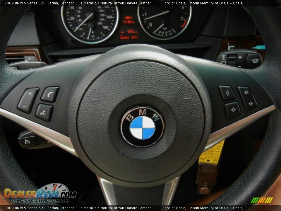 2009 BMW 5 Series 528i Sedan Monaco Blue Metallic / Natural Brown Dakota Leather Photo #28