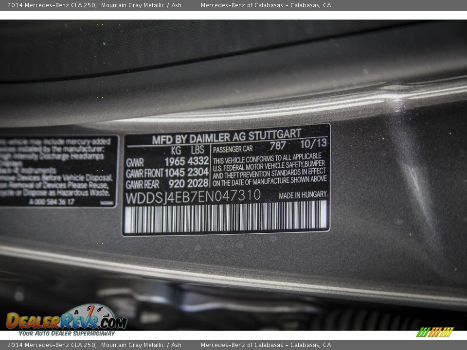 2014 Mercedes-Benz CLA 250 Mountain Gray Metallic / Ash Photo #19