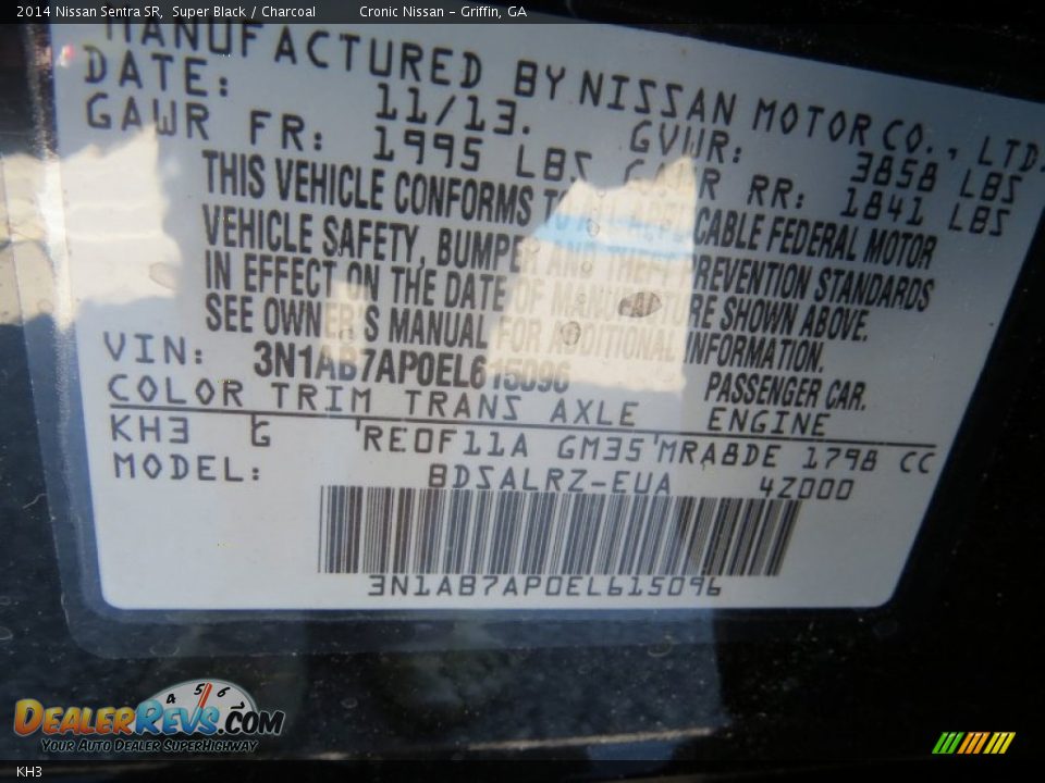 Nissan Color Code KH3 Super Black