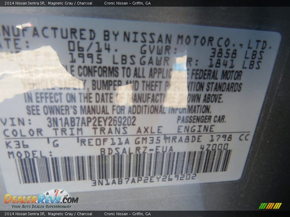 2014 Nissan Sentra SR Magnetic Gray / Charcoal Photo #15