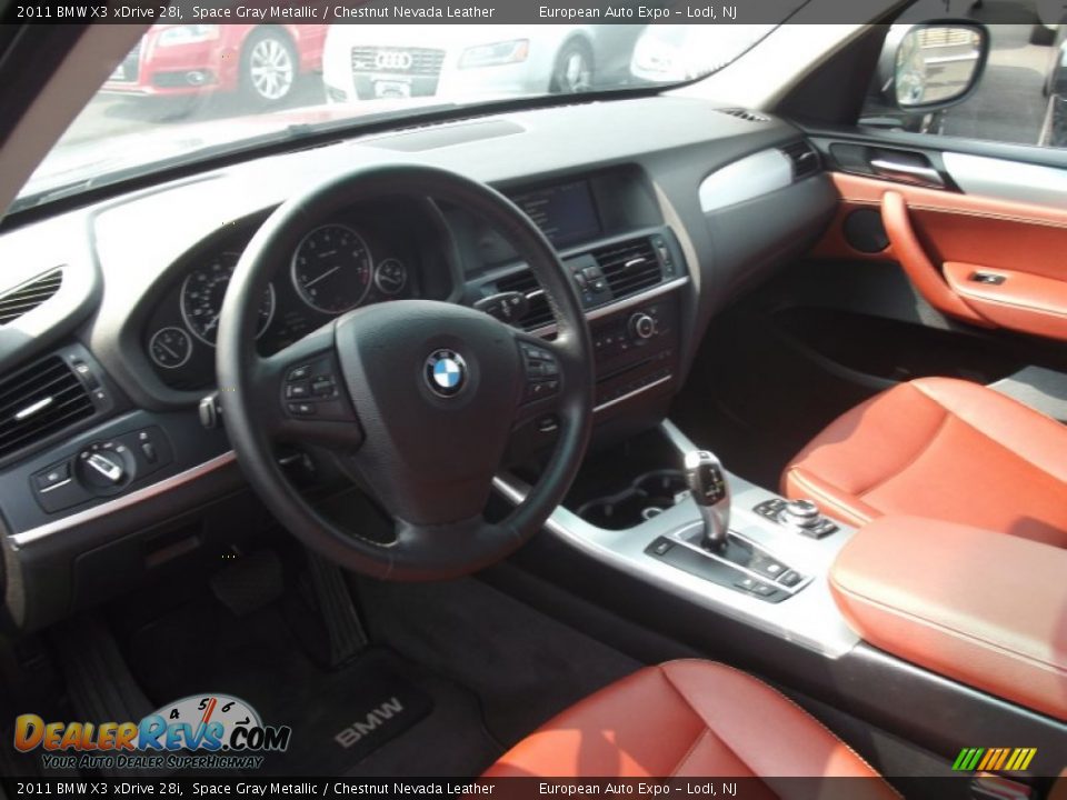 2011 BMW X3 xDrive 28i Space Gray Metallic / Chestnut Nevada Leather Photo #8