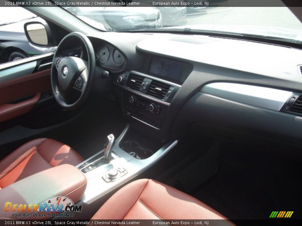 2011 BMW X3 xDrive 28i Space Gray Metallic / Chestnut Nevada Leather Photo #14