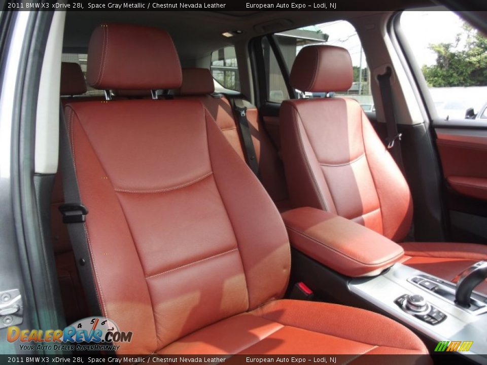 2011 BMW X3 xDrive 28i Space Gray Metallic / Chestnut Nevada Leather Photo #15