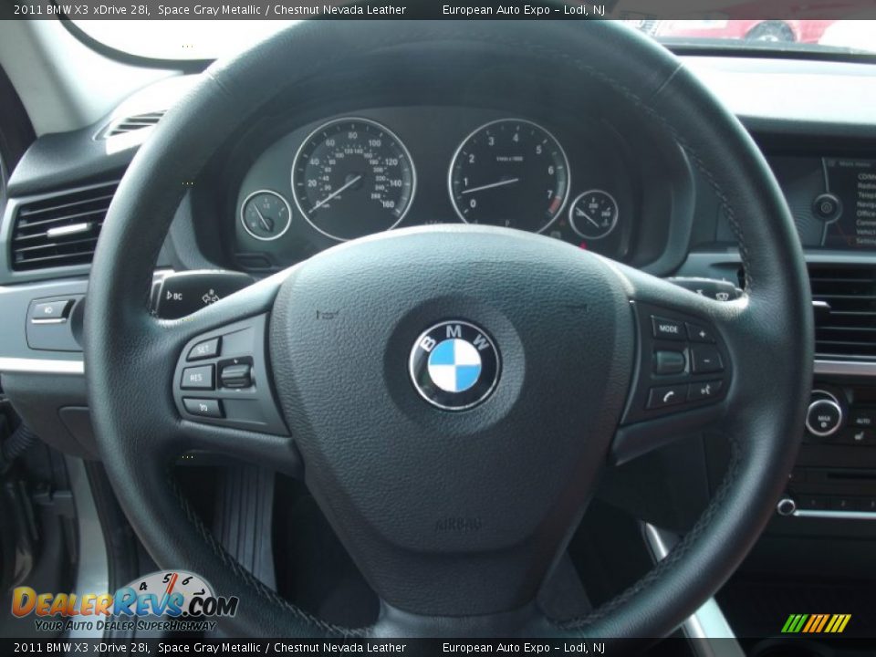 2011 BMW X3 xDrive 28i Space Gray Metallic / Chestnut Nevada Leather Photo #24