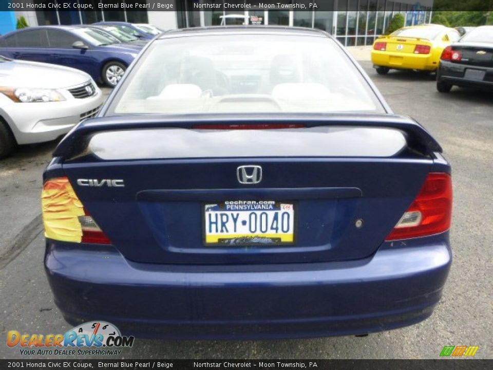 2001 Honda Civic EX Coupe Eternal Blue Pearl / Beige Photo #3