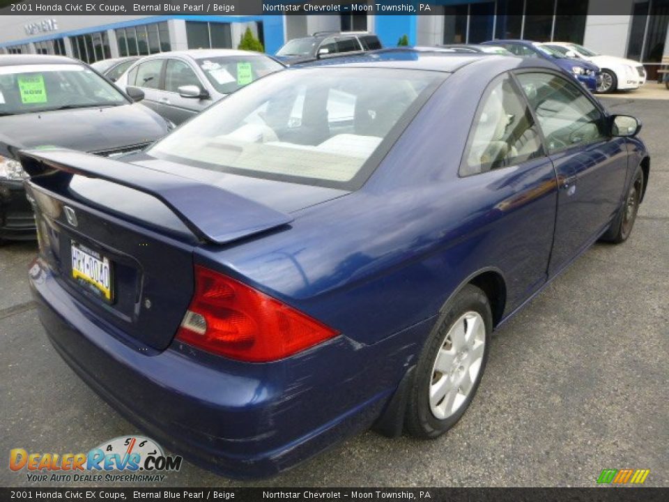 2001 Honda Civic EX Coupe Eternal Blue Pearl / Beige Photo #4