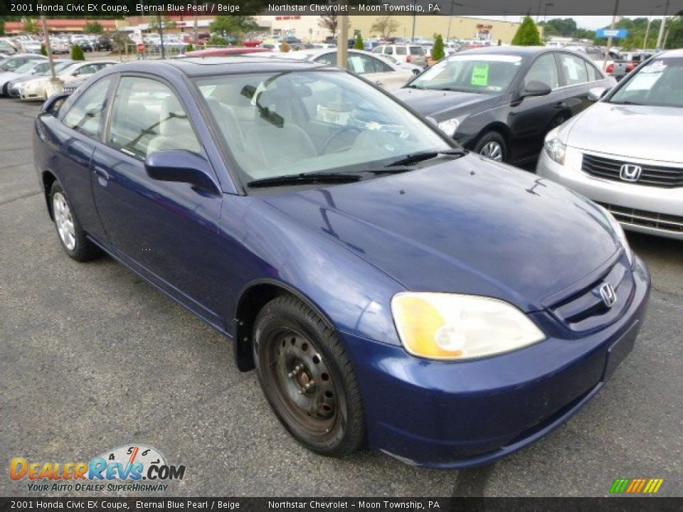 2001 Honda Civic EX Coupe Eternal Blue Pearl / Beige Photo #5