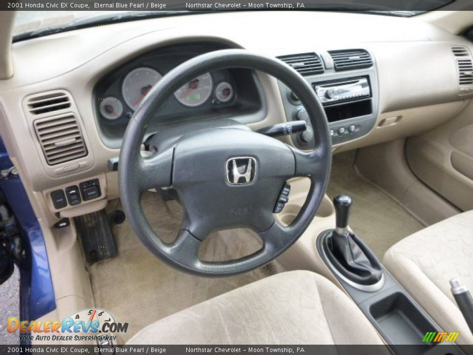 2001 Honda Civic EX Coupe Eternal Blue Pearl / Beige Photo #10