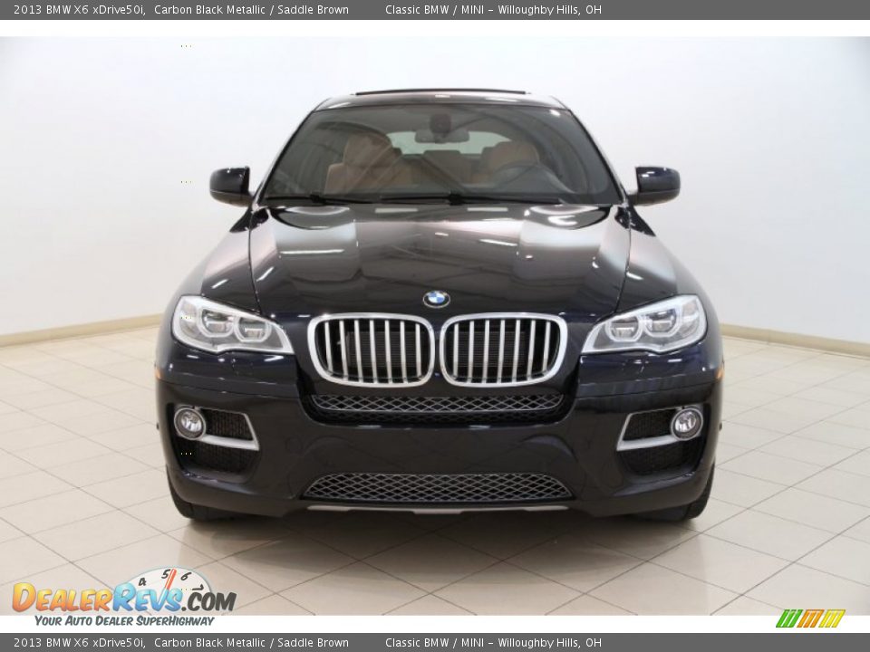 2013 BMW X6 xDrive50i Carbon Black Metallic / Saddle Brown Photo #2