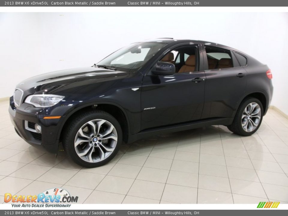 2013 BMW X6 xDrive50i Carbon Black Metallic / Saddle Brown Photo #3
