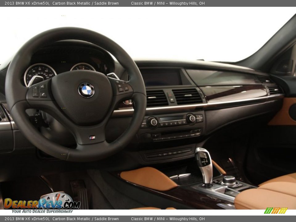 2013 BMW X6 xDrive50i Carbon Black Metallic / Saddle Brown Photo #9