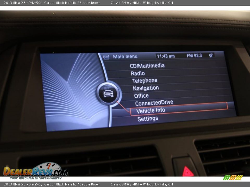 2013 BMW X6 xDrive50i Carbon Black Metallic / Saddle Brown Photo #32