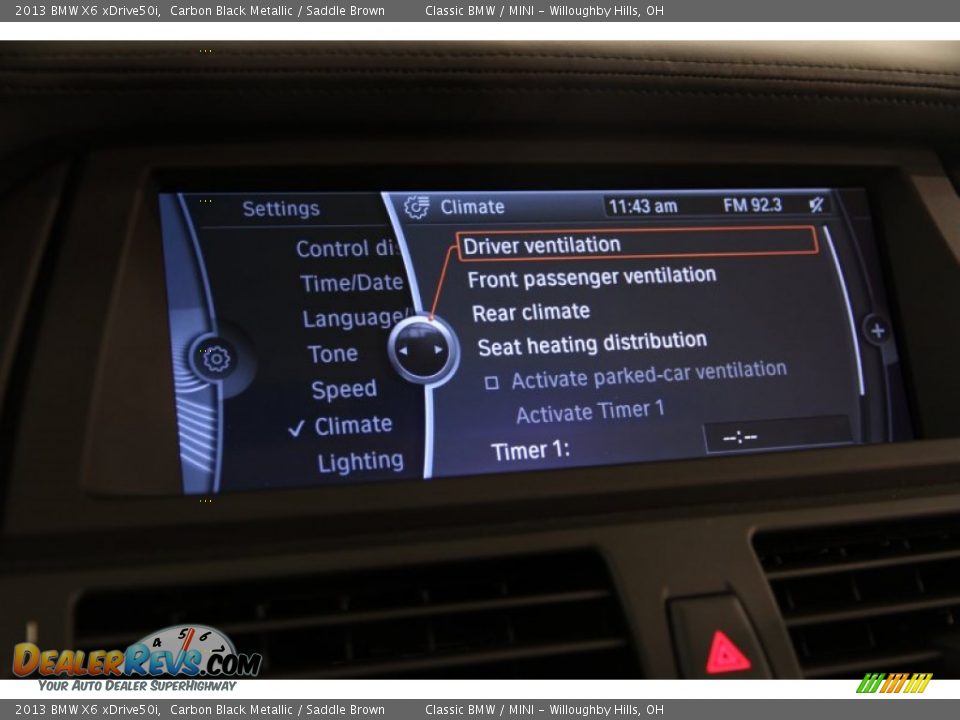 2013 BMW X6 xDrive50i Carbon Black Metallic / Saddle Brown Photo #36