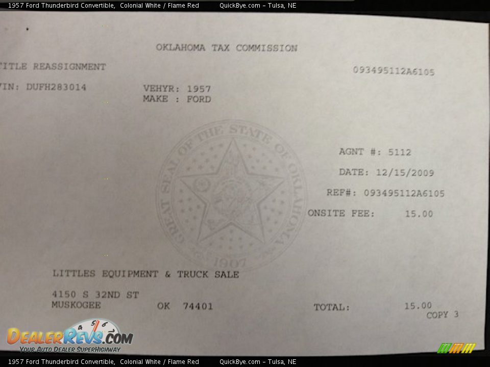 1957 Ford Thunderbird Convertible Colonial White / Flame Red Photo #17