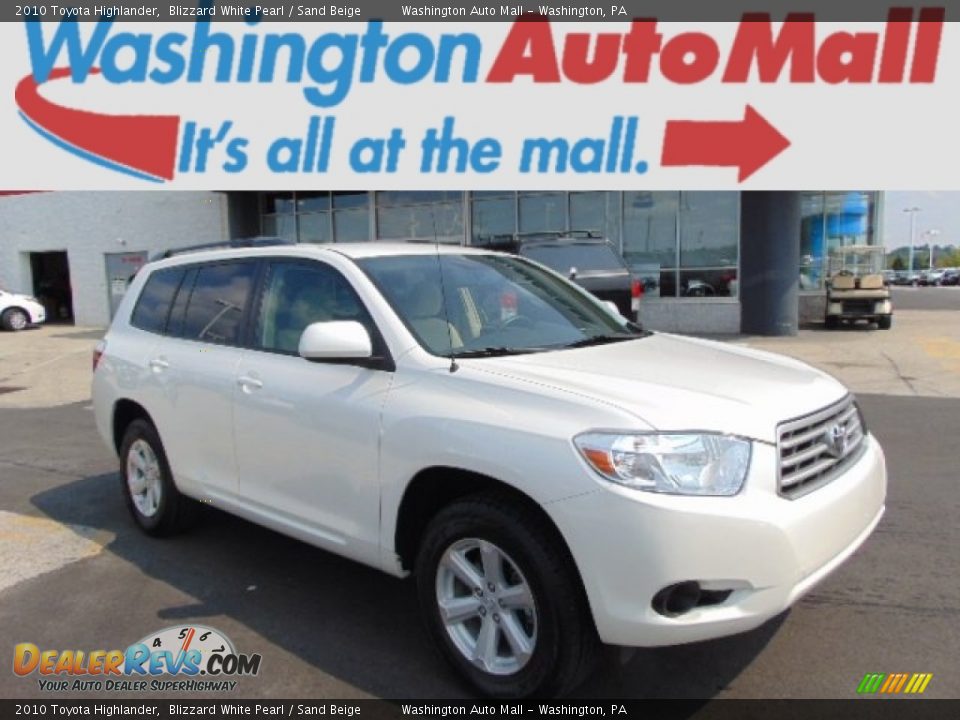 2010 Toyota Highlander Blizzard White Pearl / Sand Beige Photo #1