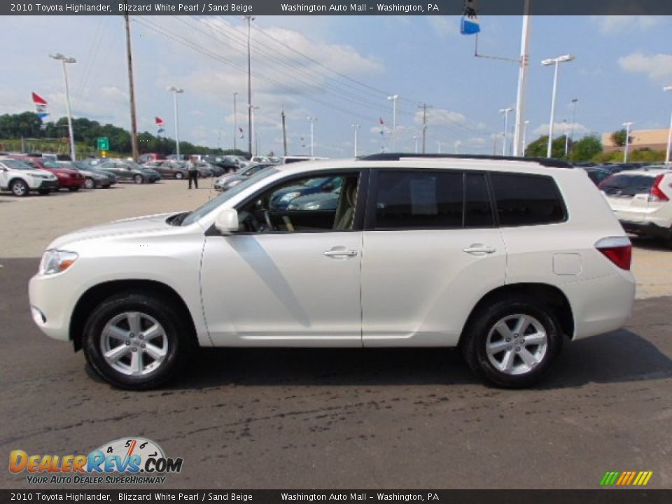 2010 Toyota Highlander Blizzard White Pearl / Sand Beige Photo #6