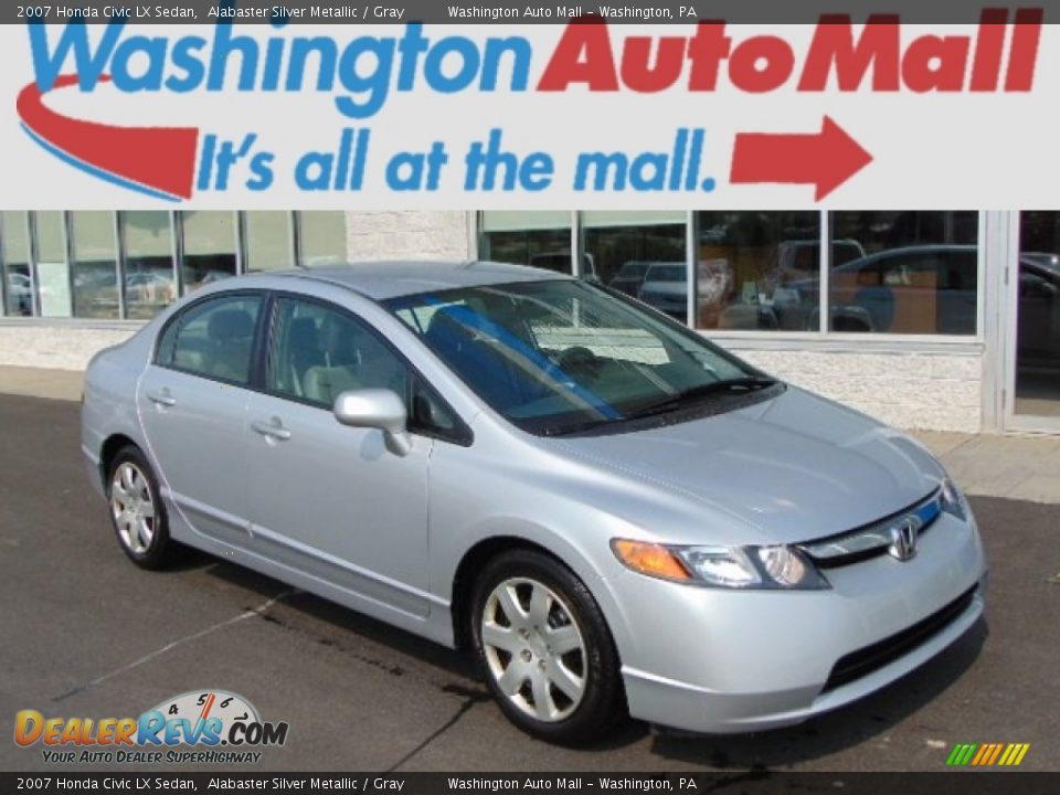 2007 Honda Civic LX Sedan Alabaster Silver Metallic / Gray Photo #1