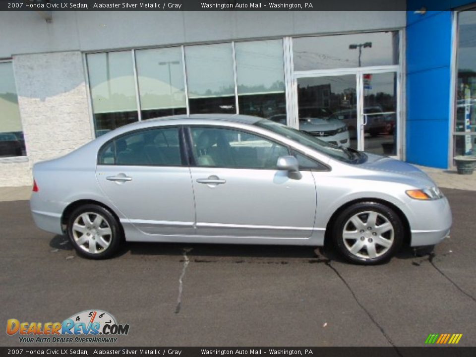 2007 Honda Civic LX Sedan Alabaster Silver Metallic / Gray Photo #2