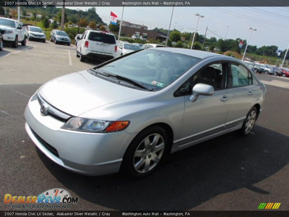 2007 Honda Civic LX Sedan Alabaster Silver Metallic / Gray Photo #4