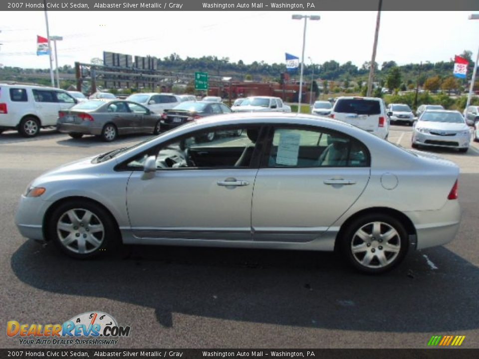2007 Honda Civic LX Sedan Alabaster Silver Metallic / Gray Photo #5