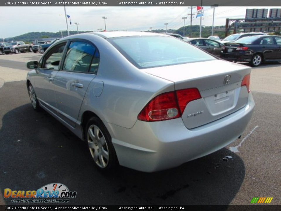 2007 Honda Civic LX Sedan Alabaster Silver Metallic / Gray Photo #6