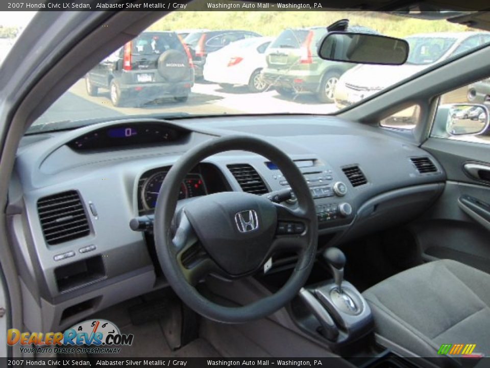 2007 Honda Civic LX Sedan Alabaster Silver Metallic / Gray Photo #11