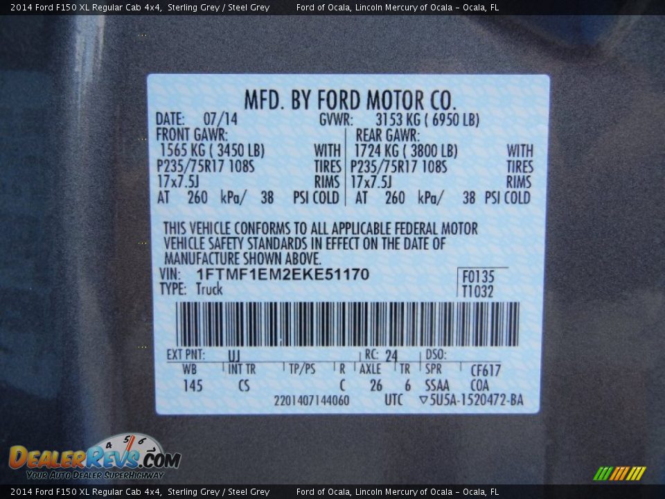 2014 Ford F150 XL Regular Cab 4x4 Sterling Grey / Steel Grey Photo #10