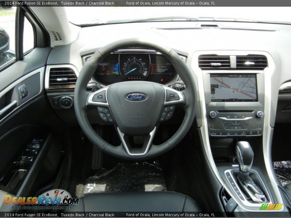 2014 Ford Fusion SE EcoBoost Tuxedo Black / Charcoal Black Photo #9