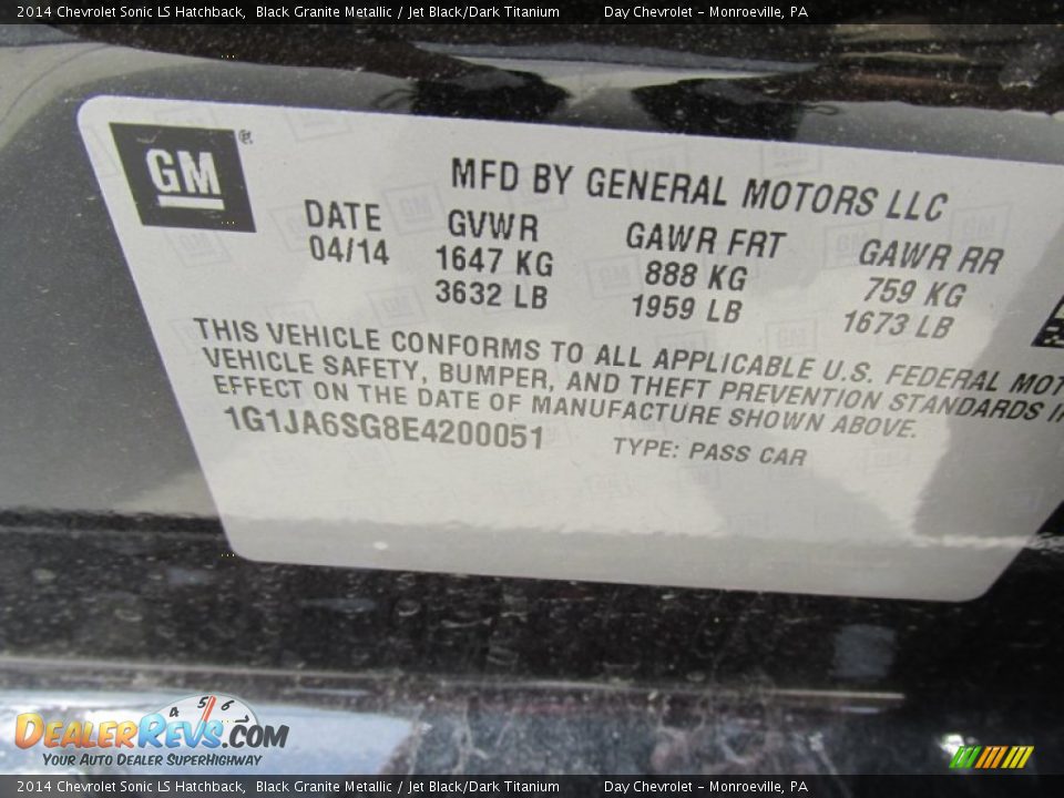2014 Chevrolet Sonic LS Hatchback Black Granite Metallic / Jet Black/Dark Titanium Photo #19