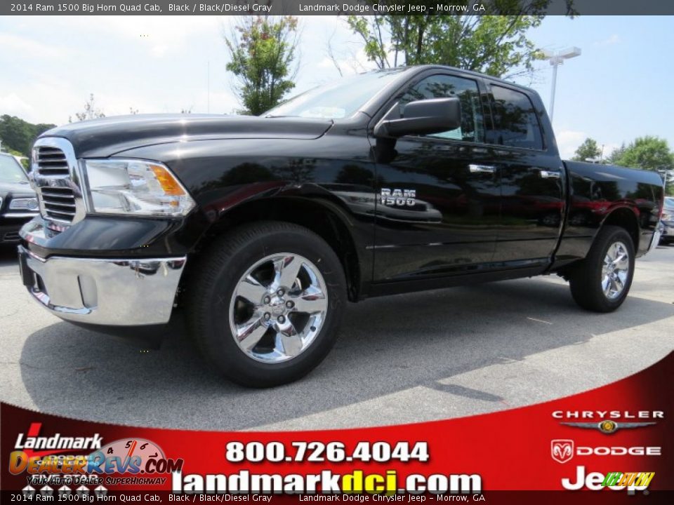 2014 Ram 1500 Big Horn Quad Cab Black / Black/Diesel Gray Photo #1