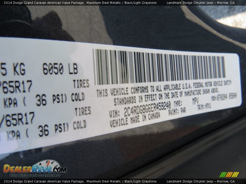 2014 Dodge Grand Caravan American Value Package Maximum Steel Metallic / Black/Light Graystone Photo #9