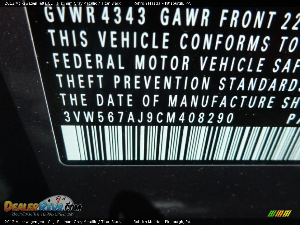 2012 Volkswagen Jetta GLI Platinum Gray Metallic / Titan Black Photo #25